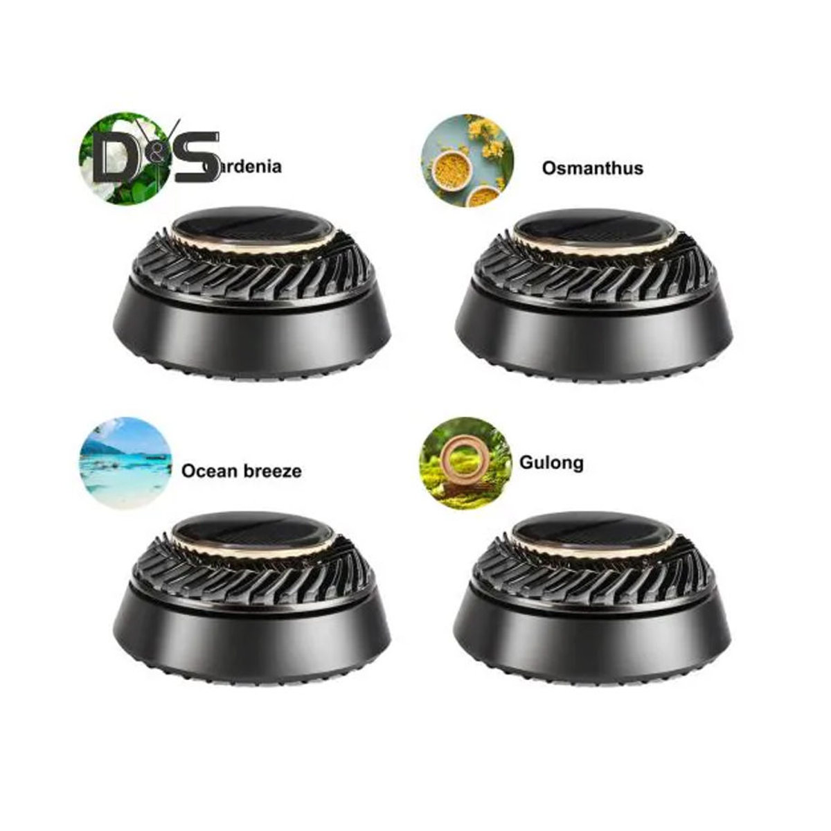 Superway Solar-Auto-Lufterfrischer mit automatischer Drehung, Aromatherapie-Diffusor und Luftreinigung, Farbe Schwarz, Duft Ocean Breeze - Bild 6