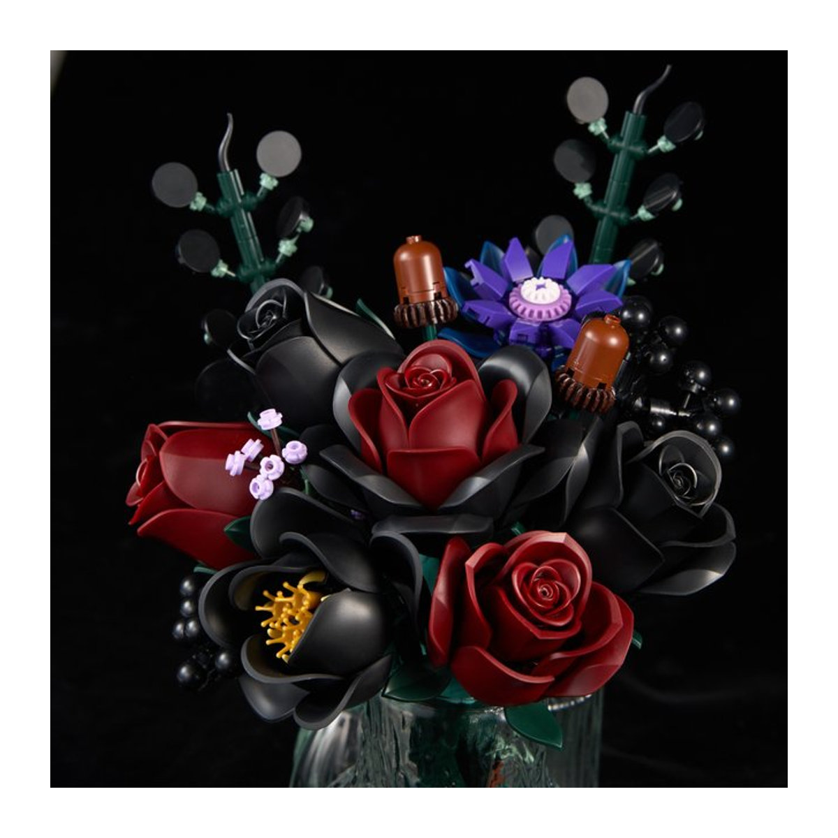 SupreOwls Baustein-Set Burgunderroter Blumenstrauß mit künstlichen Rosen zur Raumdekoration - Bild 1