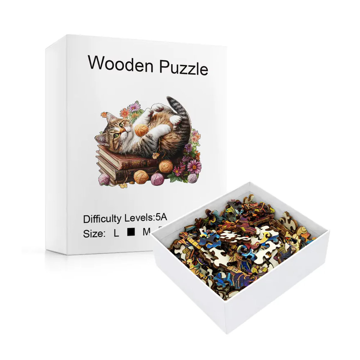 Supretty Katzenholzpuzzle aus Sperrholz in mehrfarbigem Design mit unregelmäßigen Tierformen für Erwachsene - Bild 5