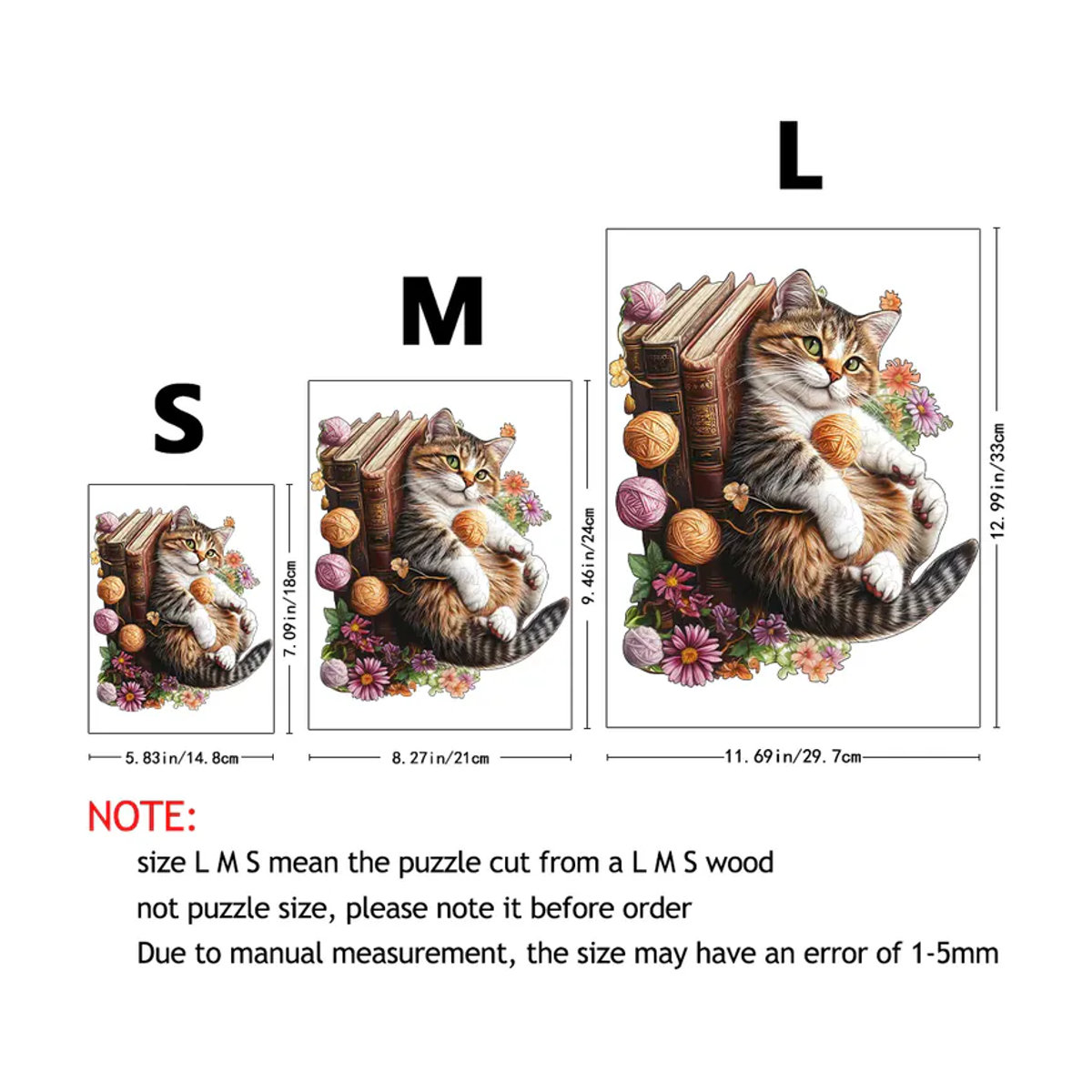 Supretty Katzenholzpuzzle aus Sperrholz in mehrfarbigem Design mit unregelmäßigen Tierformen für Erwachsene - Bild 6