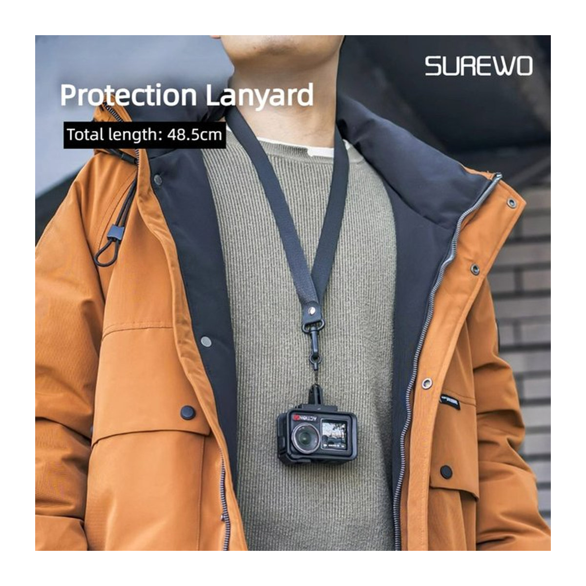 SUREWO Sportkamera-Hängeseil mit Schnellverschluss als Anti-Verlust Umhängeband für DJI Action 5/4/3 und GoPro 13/12/11/10 sowie Smartphones - Bild 1