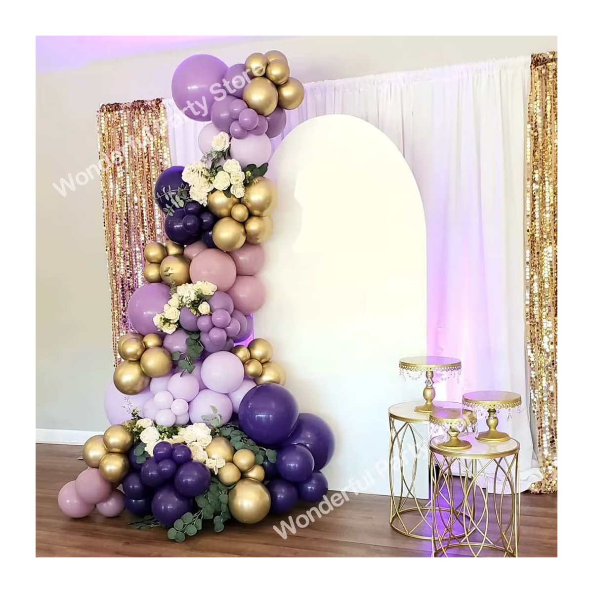 Surpsea Ballon-Girlanden-Set 90 Stück in Lila und Metallic-Gold für Hochzeit, Geburtstag und Babyparty - Bild 4