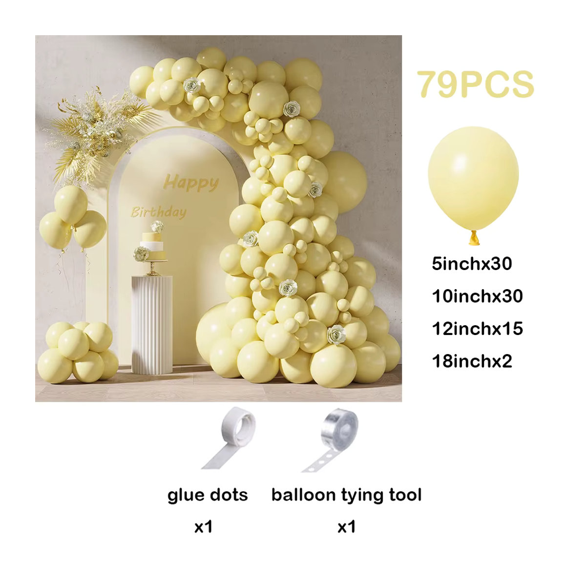 Surpsea Ballonbogen Girlande Kit in Gelb für Geburtstag, Hochzeit und Babyparty - Bild 2