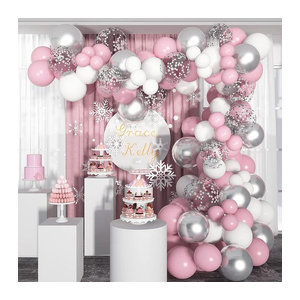 Surpsea Luftballon Bogen Girlande Kit in Pastell Rosa und Metallic Silber mit Konfetti für Geburtstag, Hochzeit und Brautparty