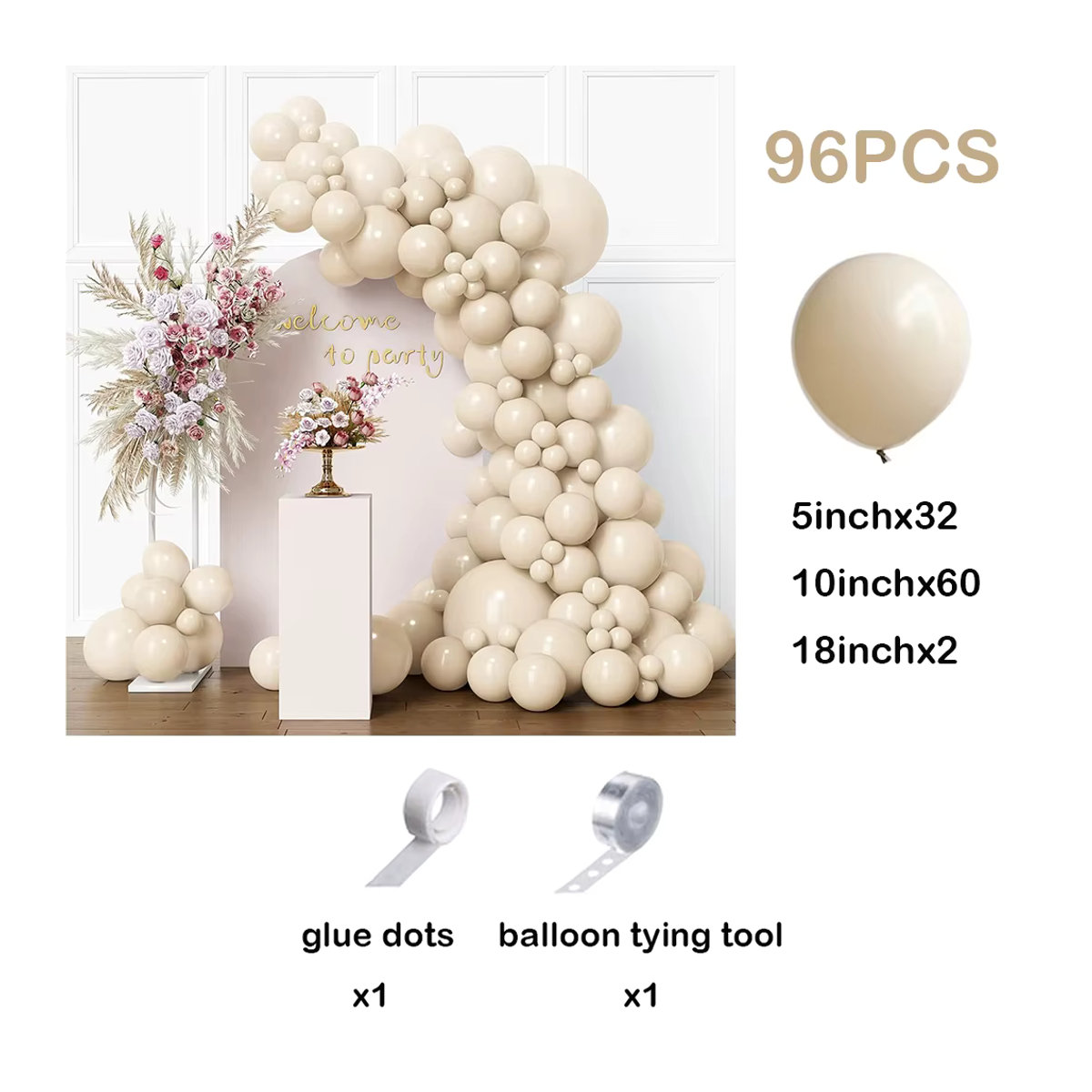Surpsea Luftballon Bogen Kit in Weiß und Beige für Hochzeit, Geburtstag oder Baby Shower - Bild 2