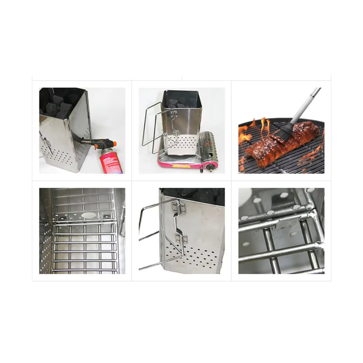 SUS Tragbarer Holzkohle-Starter aus Edelstahl für Outdoor-Grill und BBQ - Bild 2