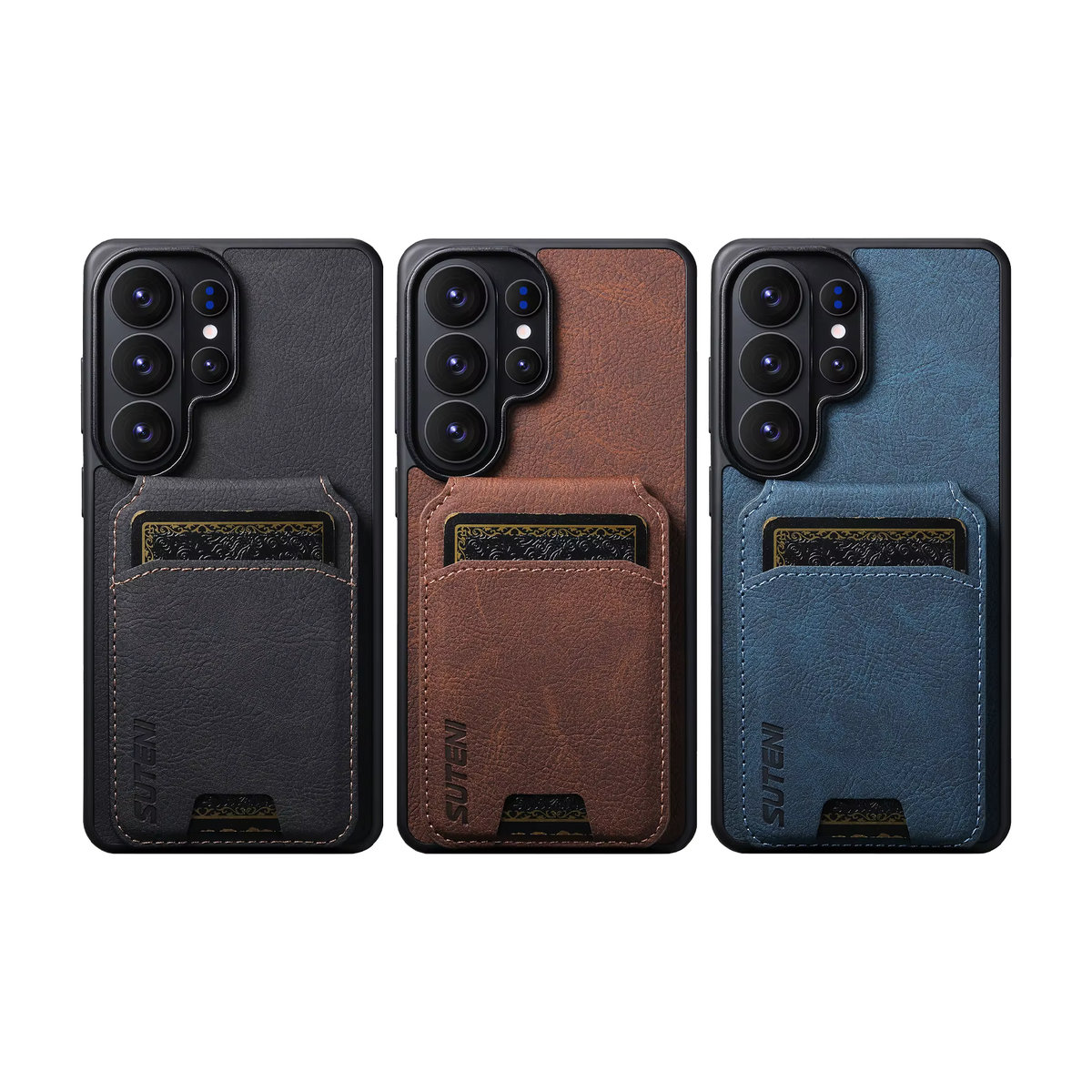 SUTENI Luxus Kunstleder Handyhülle mit Kartenhalter und Standfunktion für Samsung Galaxy S26 Ultra S25 Plus S24 S23 S22 Note20 Ultra in Blau oder Braun - Bild 6