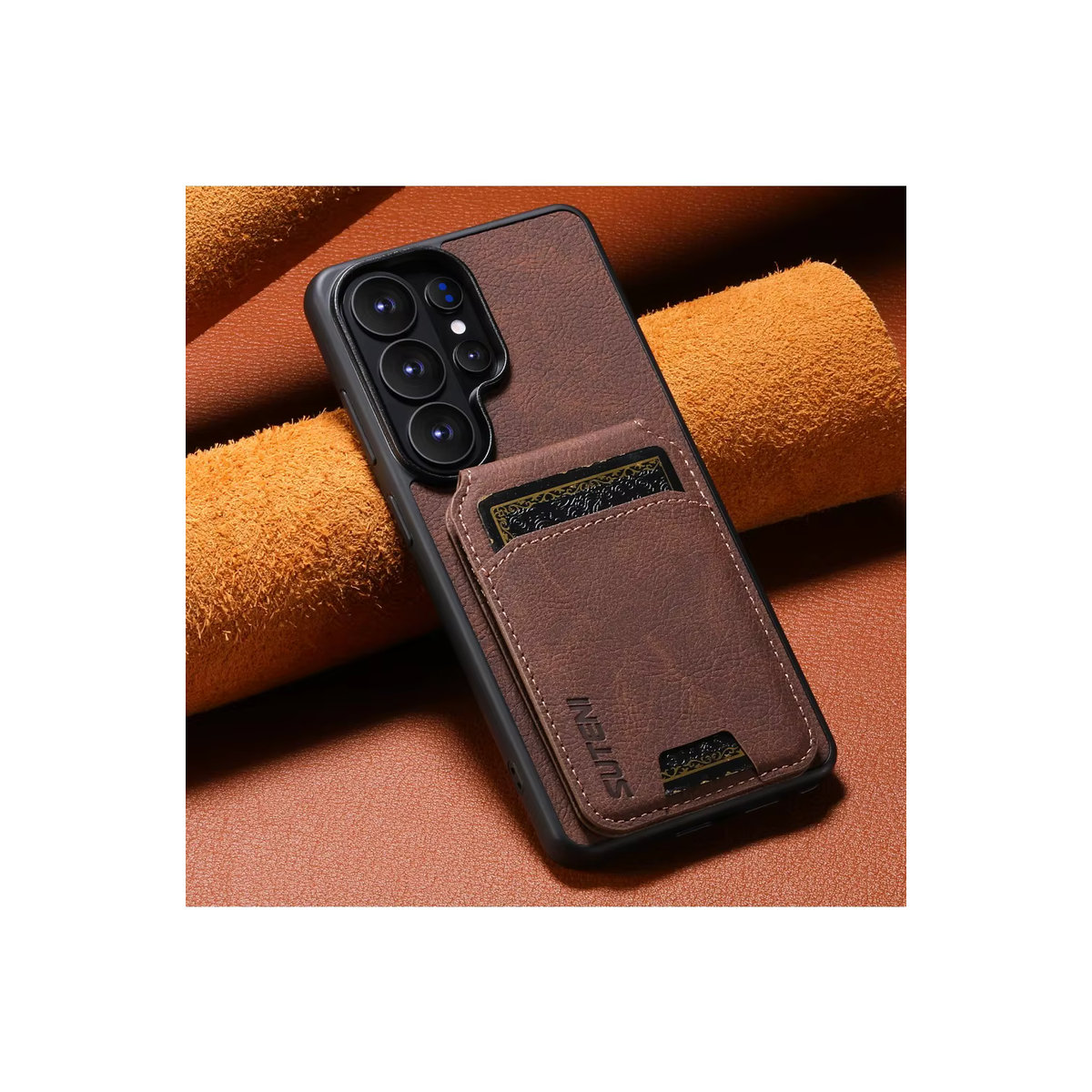 SUTENI Luxus Kunstleder Handyhülle mit Kartenhalter und Standfunktion für Samsung Galaxy S26 Ultra S25 Plus S24 S23 S22 Note20 Ultra in Blau oder Braun - Bild 7