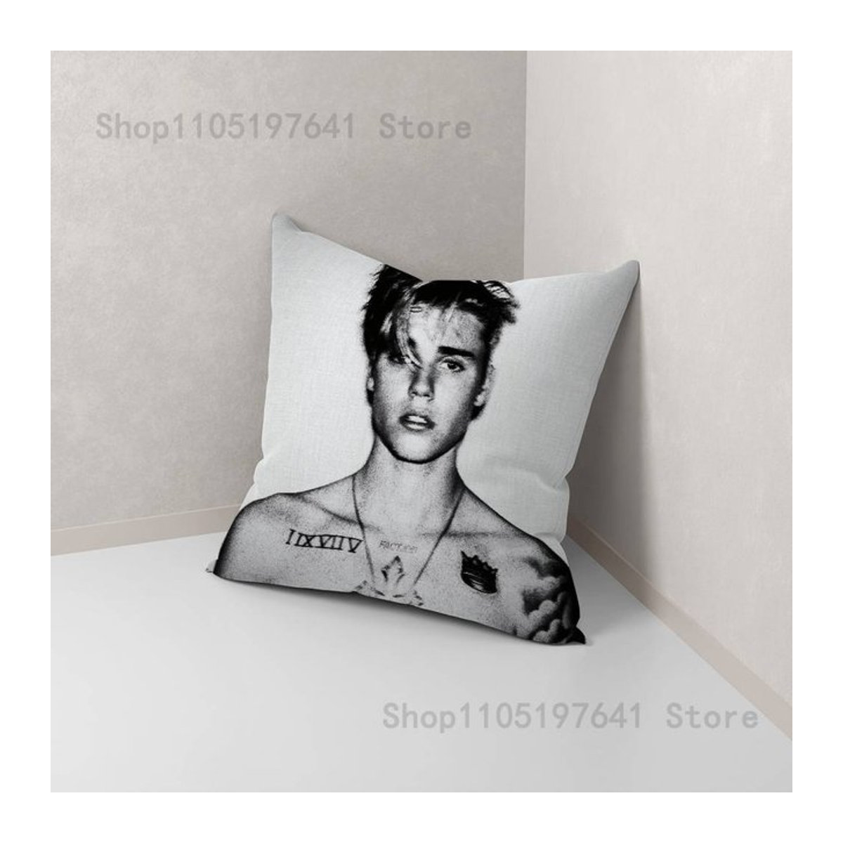 SWAG Kissenbezug Justin Bieber Design in Weiß, B/H: 30,5 x 30,5 cm - Bild 1