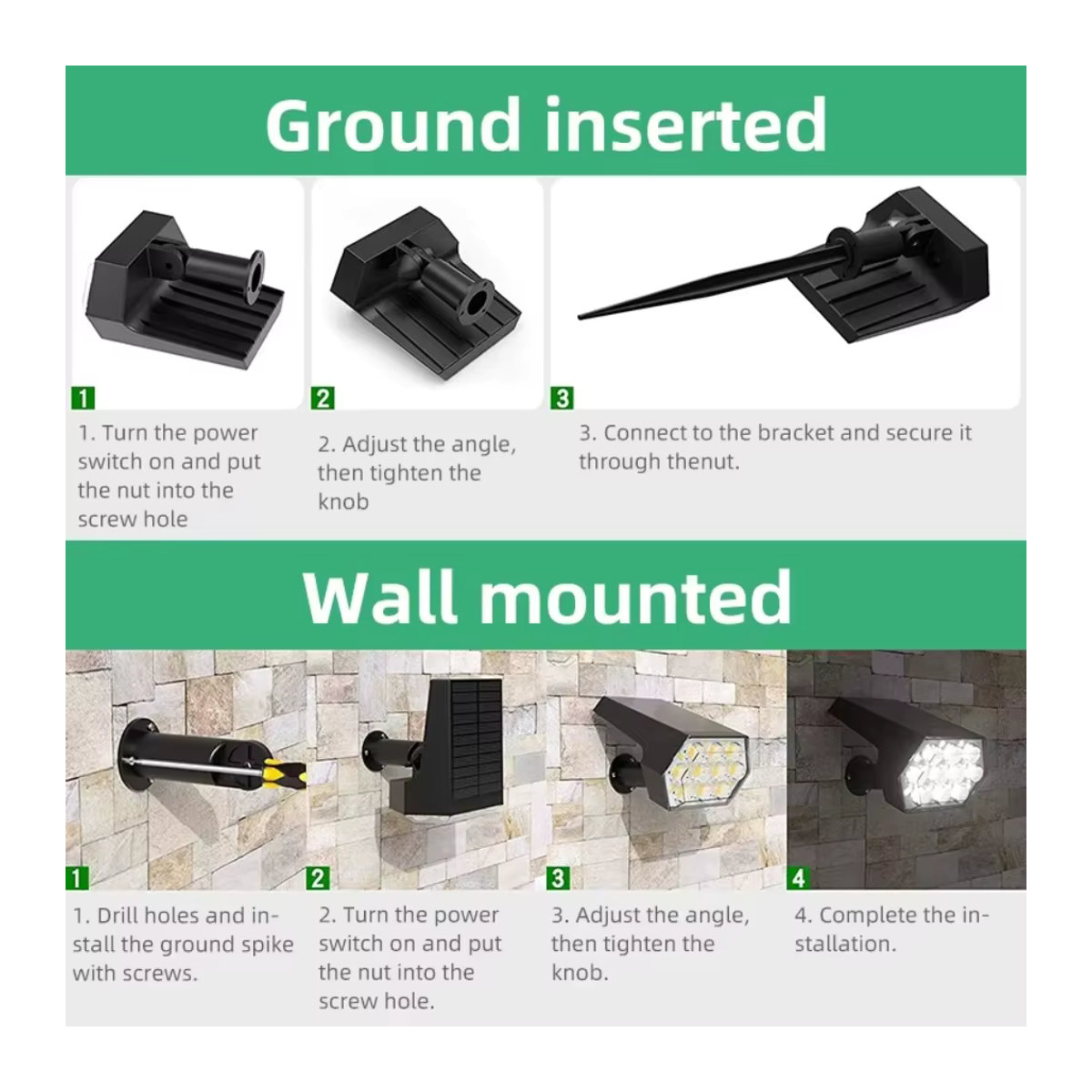Swiatla 2-in-1 Solar-Gartenleuchte mit 92 LED, IP67 wasserdicht, Schwarz, Modernes Design aus Kunststoff - Bild 3