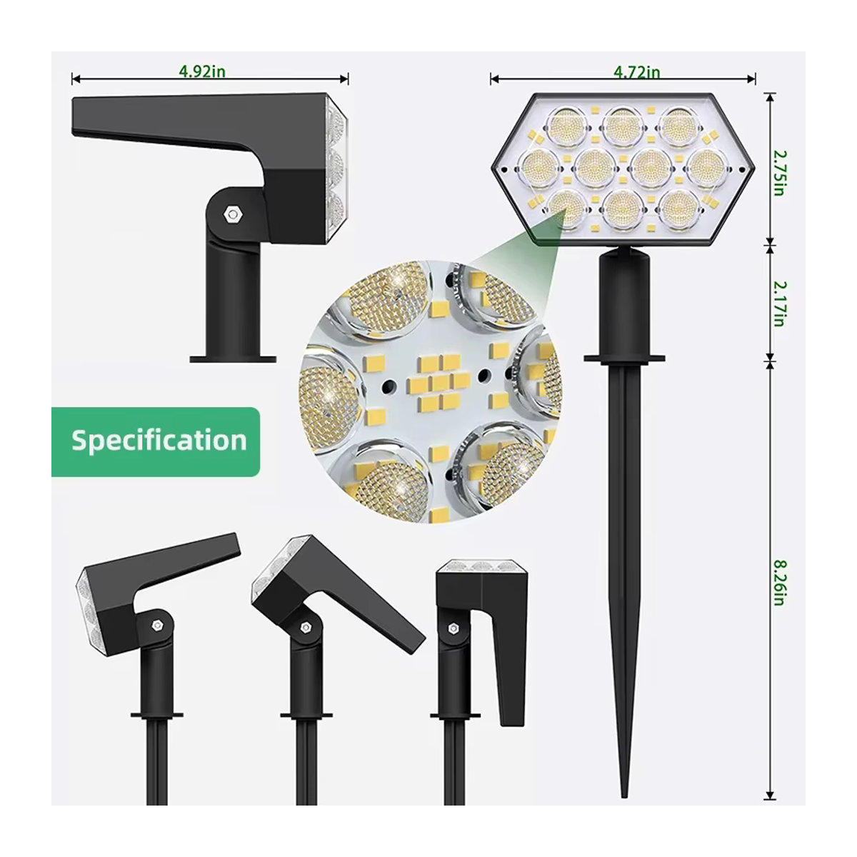 Swiatla 2-in-1 Solarleuchte mit 92 LED, Schwarz, Modern, IP67 wasserdicht für Garten und Außenbereich - Bild 2