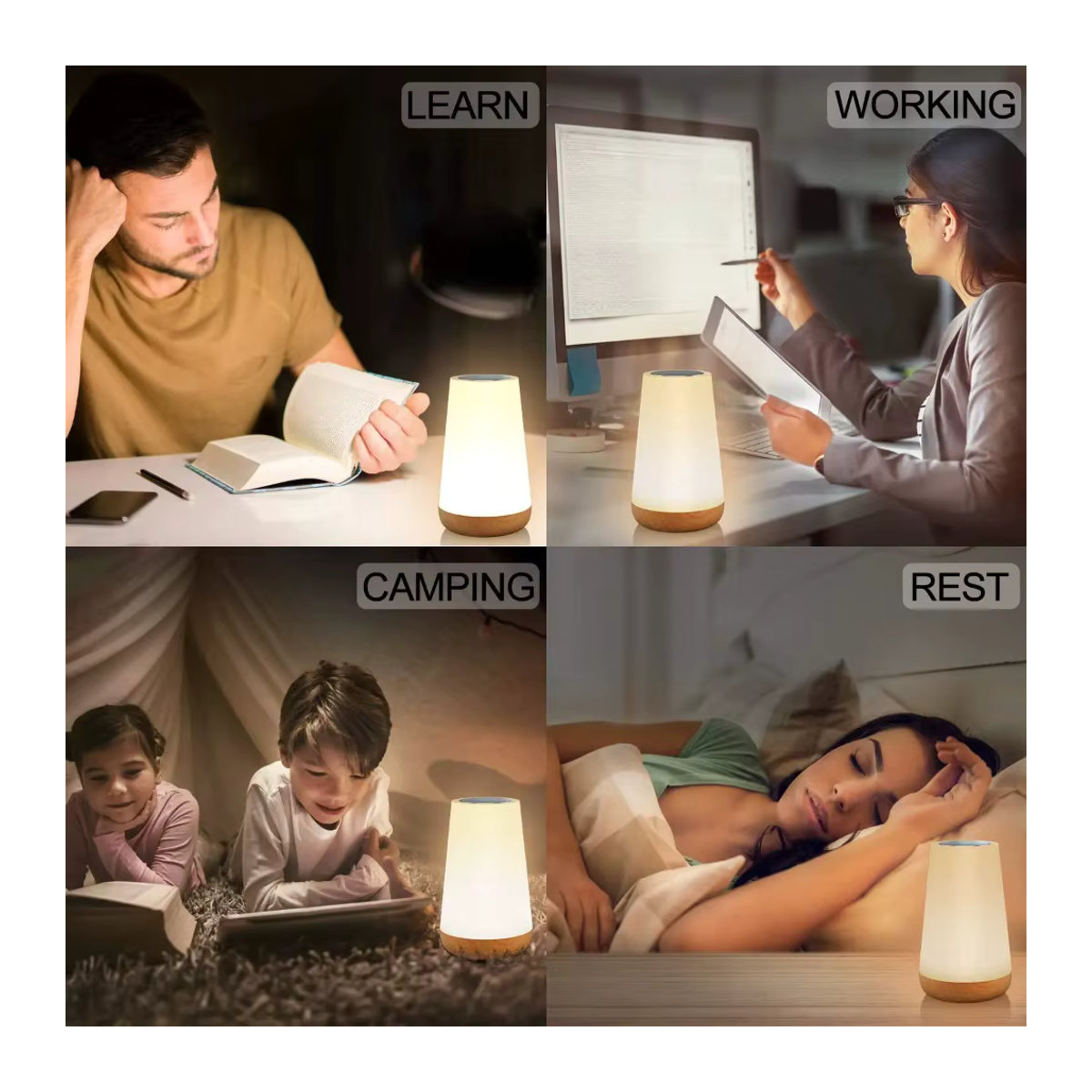 Swiatla RGB LED Nachtlicht mit 13 Farbwechseln, dimmbar und wiederaufladbar, bunt, minimalistisches Design mit Fernbedienung und Touch-USB-Steuerung - Bild 6