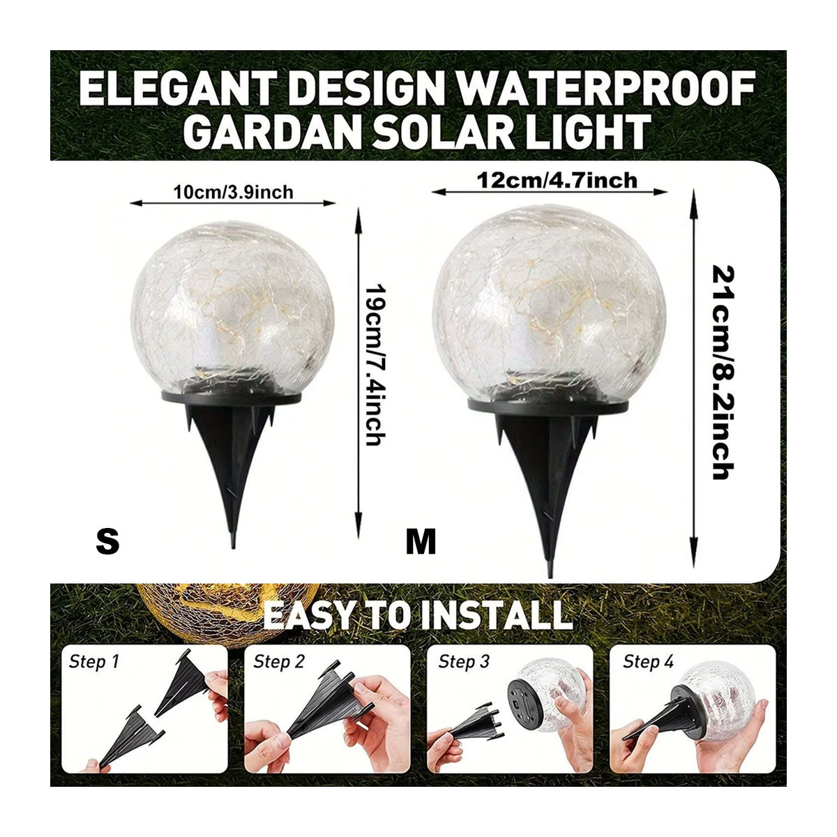 Swiatla Solarbetriebene LED Glaskugel-Lichter für den Außenbereich, IP65 Wasserdichte Farbwechsel Gartenkugel in Bunt - Bild 2