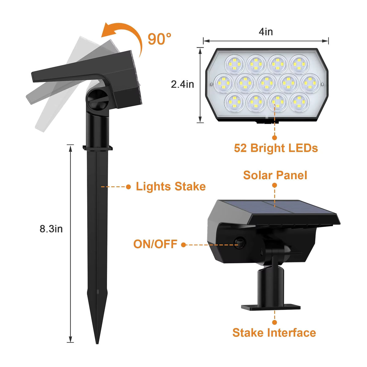 Swiatla Solarleuchte für den Außenbereich in Schwarz mit LED und IP65 Wasserdichtigkeit für Garten und Hof - Bild 3