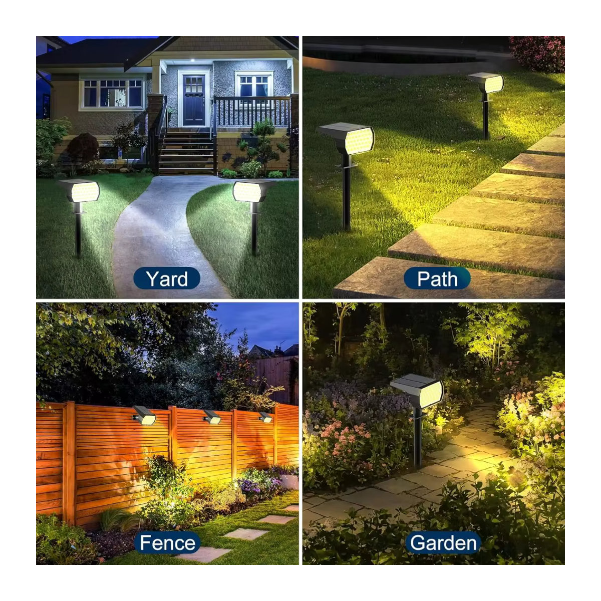 Swiatla Solarleuchte mit 74 LED und 3 Farben, IP65 wasserdicht, moderne 2-in-1 Landschaftsbeleuchtung für Garten und Wege, Schwarz - Bild 5