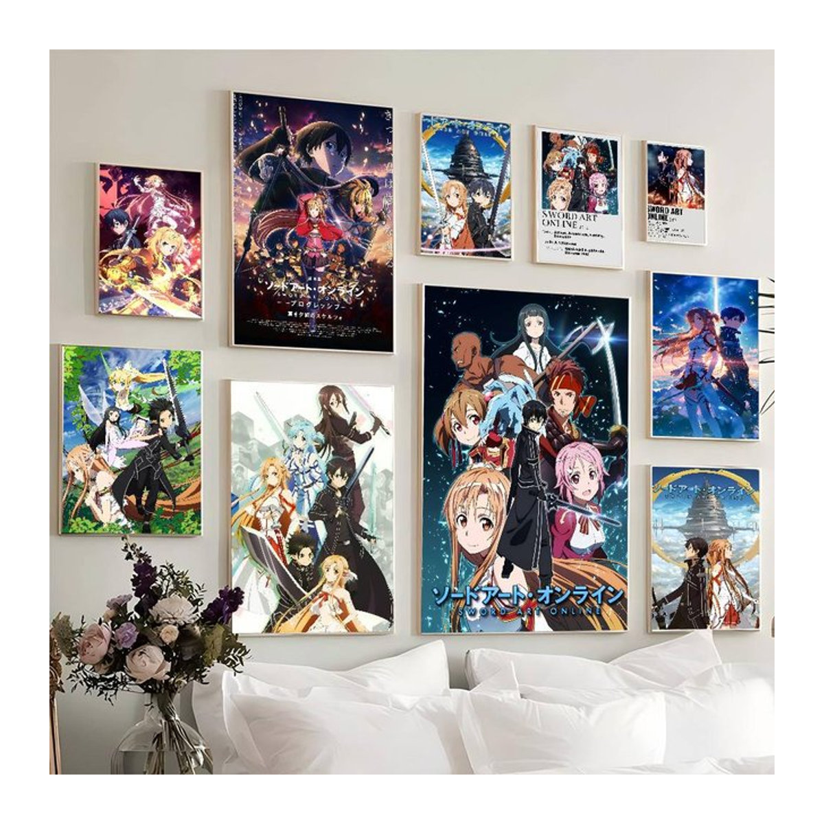 Sword Art Online Anime Poster Vintage Kraftpapier Wanddeko Weiß Mehrfarbig - Bild 1