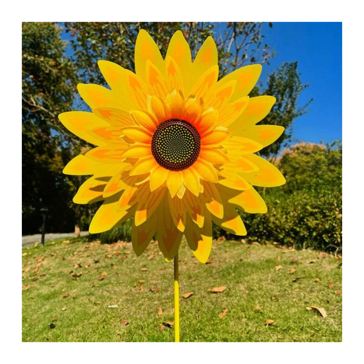 SXbaifen Sonnenblumen Windrad mit Pfahl für den Garten als bunte Deko für Rasen und Outdoor-Partys in Gelb - Bild 1
