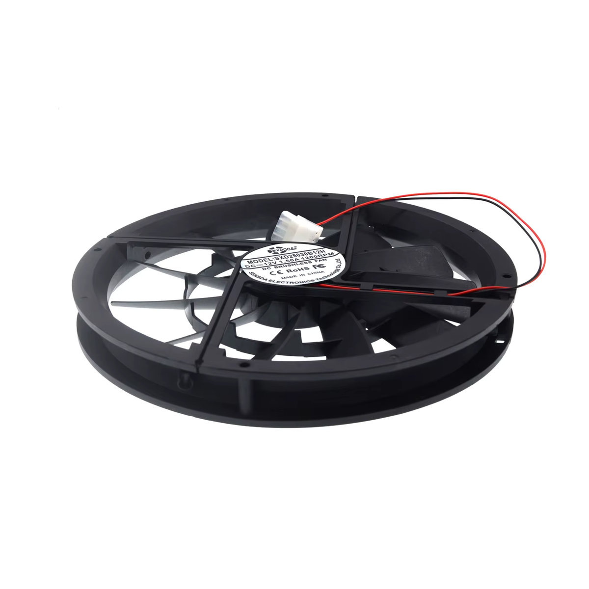 SXDOOL PC-Gehäuselüfter Schwarz, 12V, 120 CFM, leise 40 dBA, Doppelkugellager mit Molex-Anschluss und 25 cm Grill - Bild 6