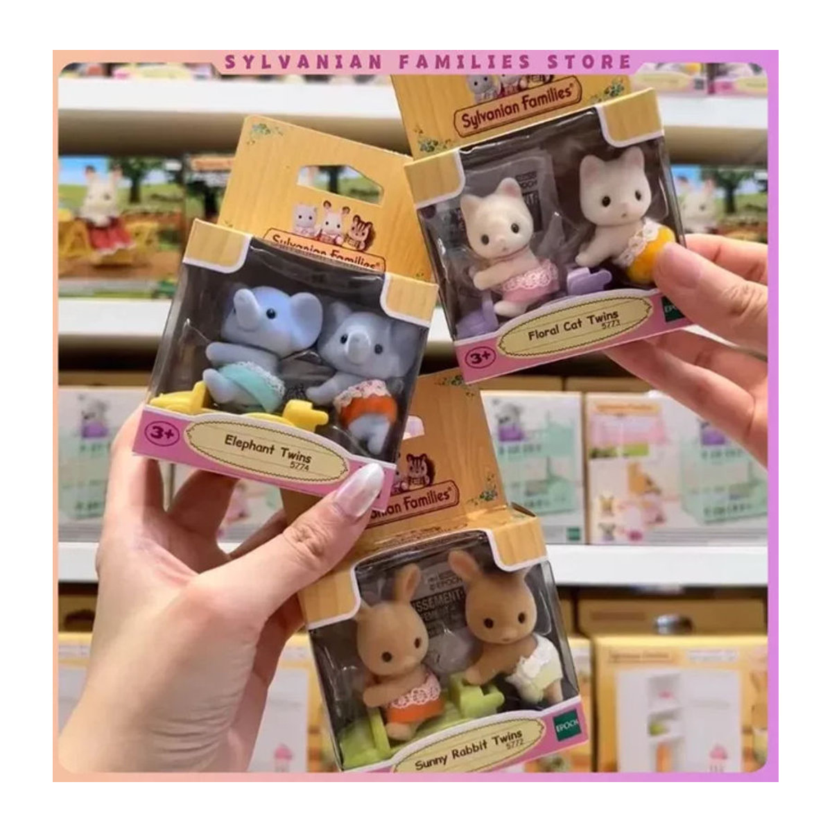 Sylvanian Families Ternurines Sunny Elephant Rabbit Twins Mini Figuren Set, mehrfarbig - Bild 1