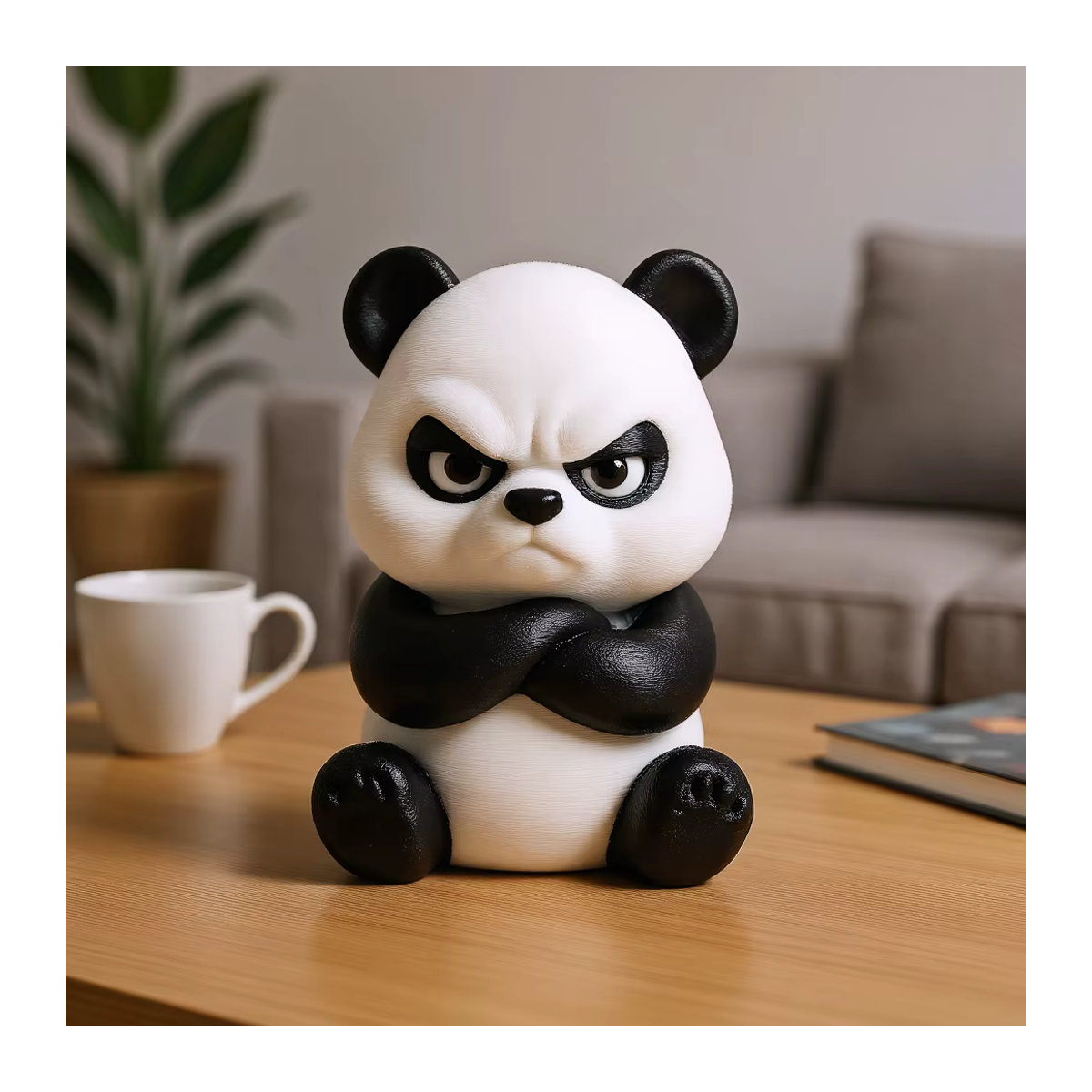 Syxing 3D-gedruckte Panda-Figur in Schwarz-Weiß aus Kunststoff als dekorative Schreibtischdekoration - Bild 4