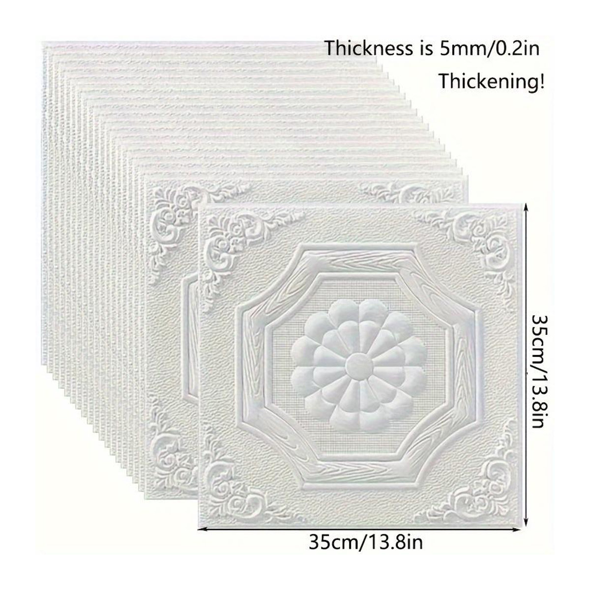 SZ-Damai 3D Wandpaneele aus XPE-Schaum in Weiß, selbstklebende Antikollisionsaufkleber im modernen europäischen Stil, Dicke: 0,508 cm, 10 Stück - Bild 1