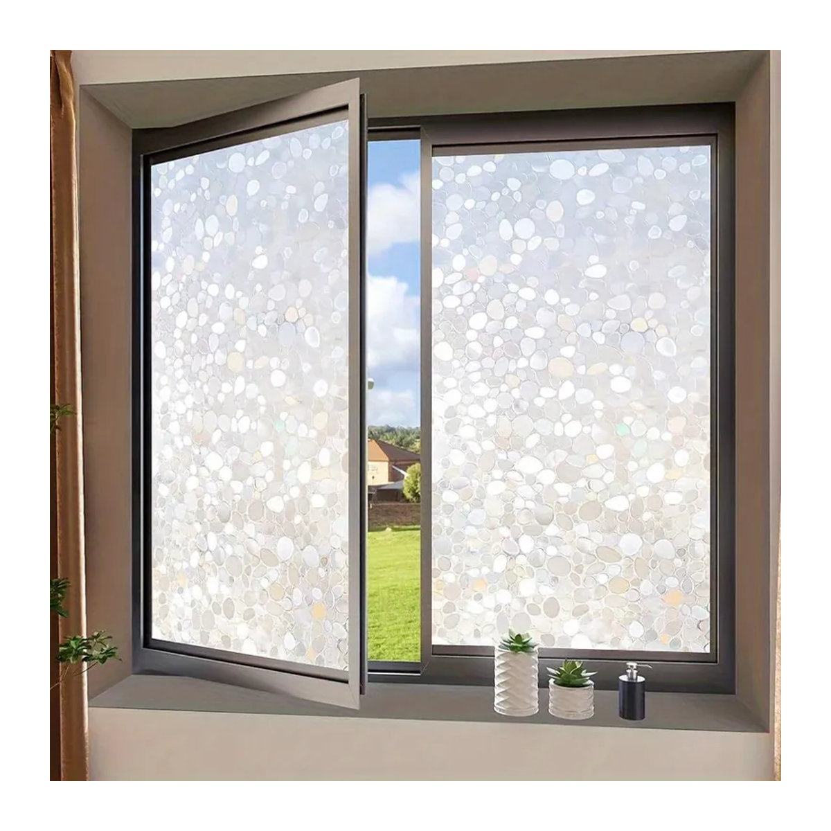 SZ-Damai Fensterfolie Kieselmuster Sichtschutz aus Kunststoff, Transparent, 4m - Bild 2