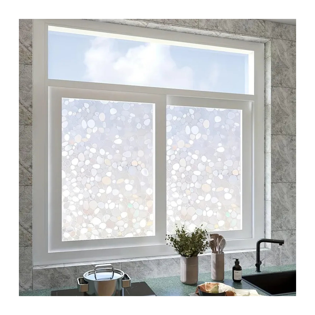 SZ-Damai Fensterfolie Kieselmuster Sichtschutz aus Kunststoff, Transparent, 4m - Bild 3
