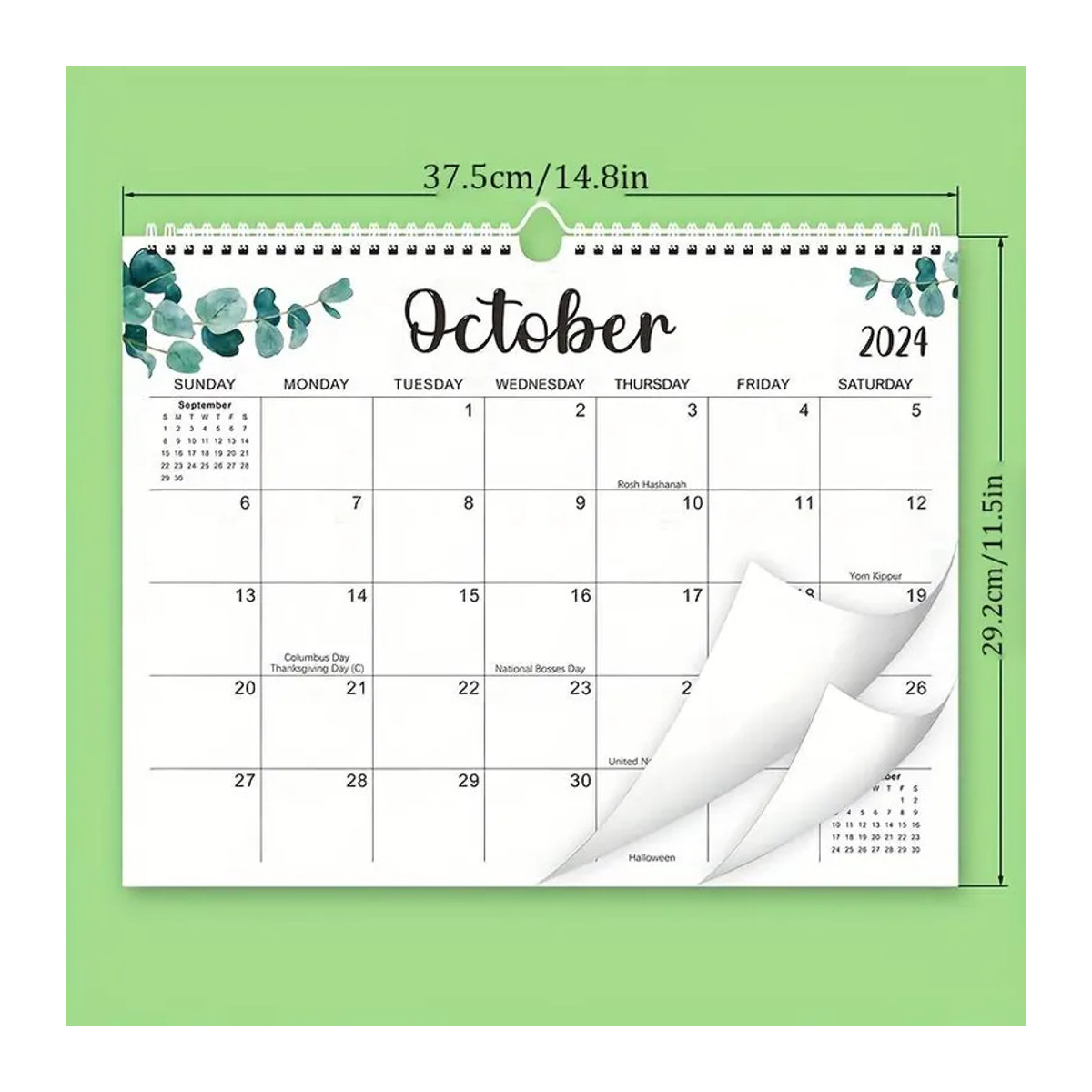 SZ-Damai Wandkalender Januar 2024 bis Juni 2025 mit floralem Muster in Weiß, B/H: 37,5 x 29,2 cm - Bild 2