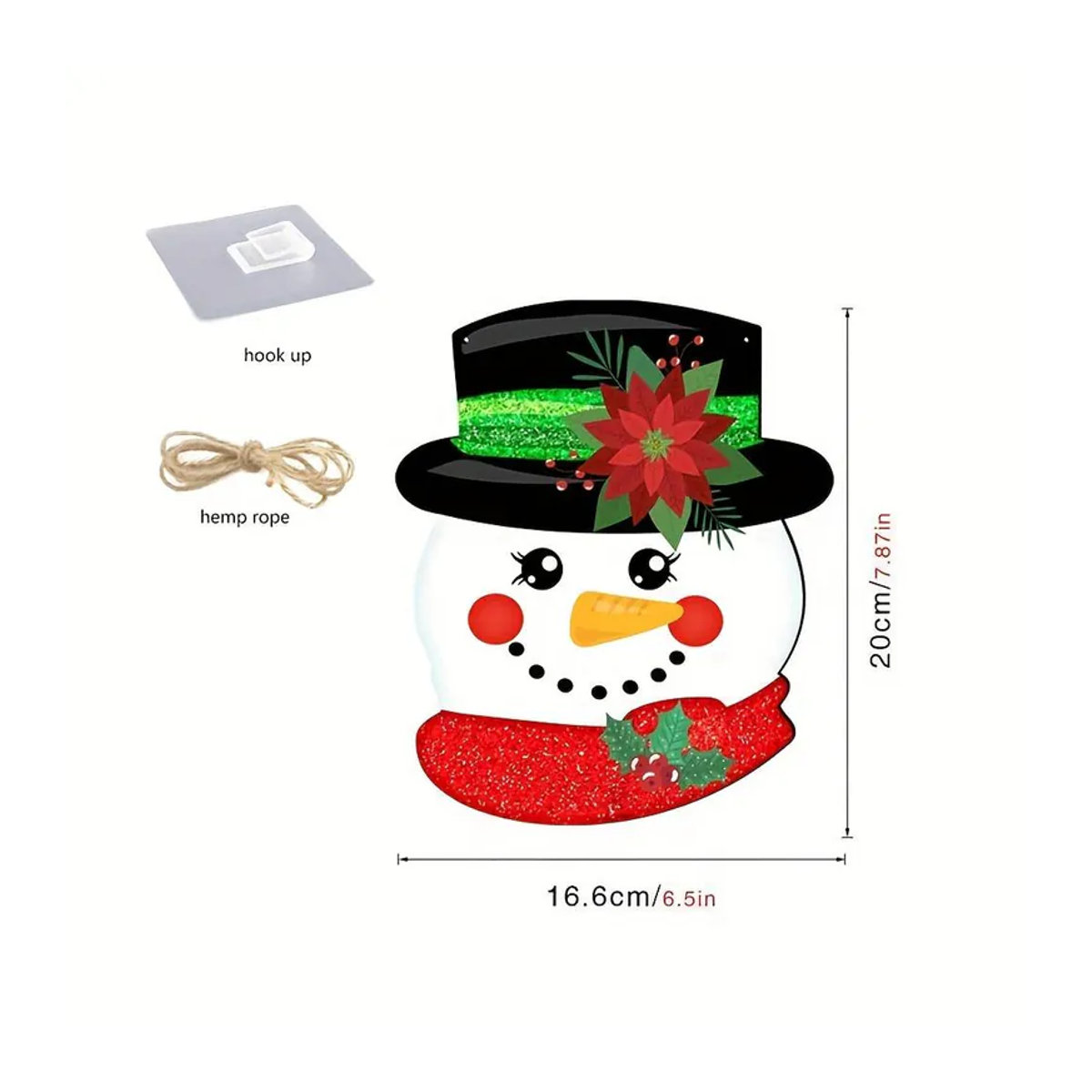 SZ-Damai Weihnachts-Schneemann aus Holz als hängende Dekoration für Fenster und Türen, mehrfarbig - Bild 3