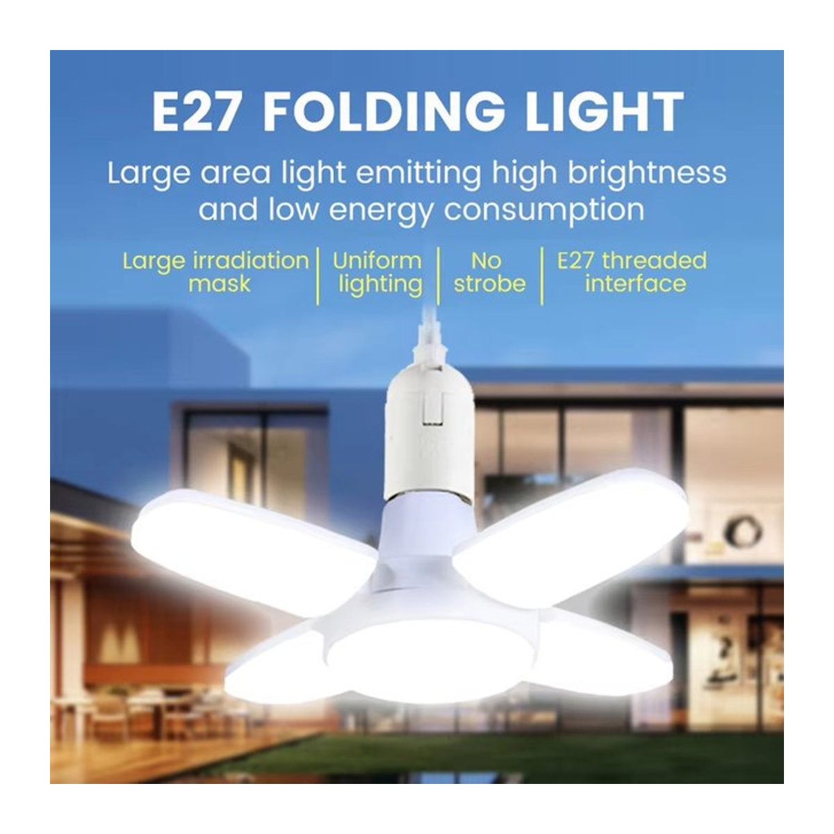 Szaoju Fächerförmige LED-Glühbirne E27 mit 28W in Kaltweiß für Deckenleuchten in Wohnzimmer, Lager und Garage - Bild 1