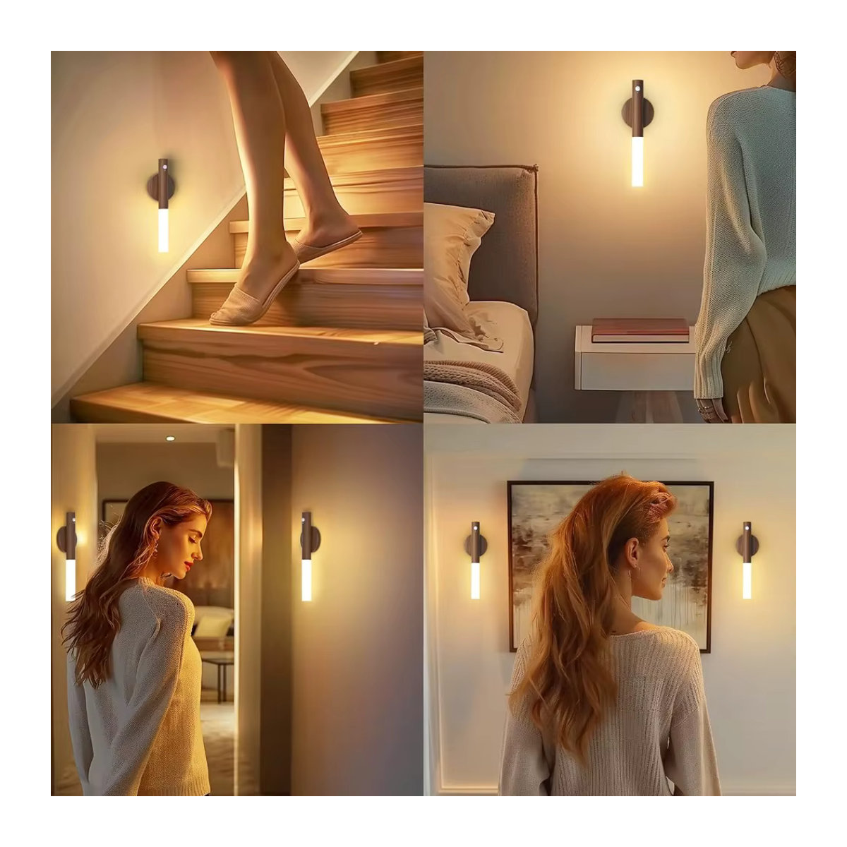 Szaoju Intelligentes LED Nachtlicht mit Bewegungssensor, Wiederaufladbare Induktions-Wandleuchte für Flur, Schrank und WC in Natur-Design - Bild 2
