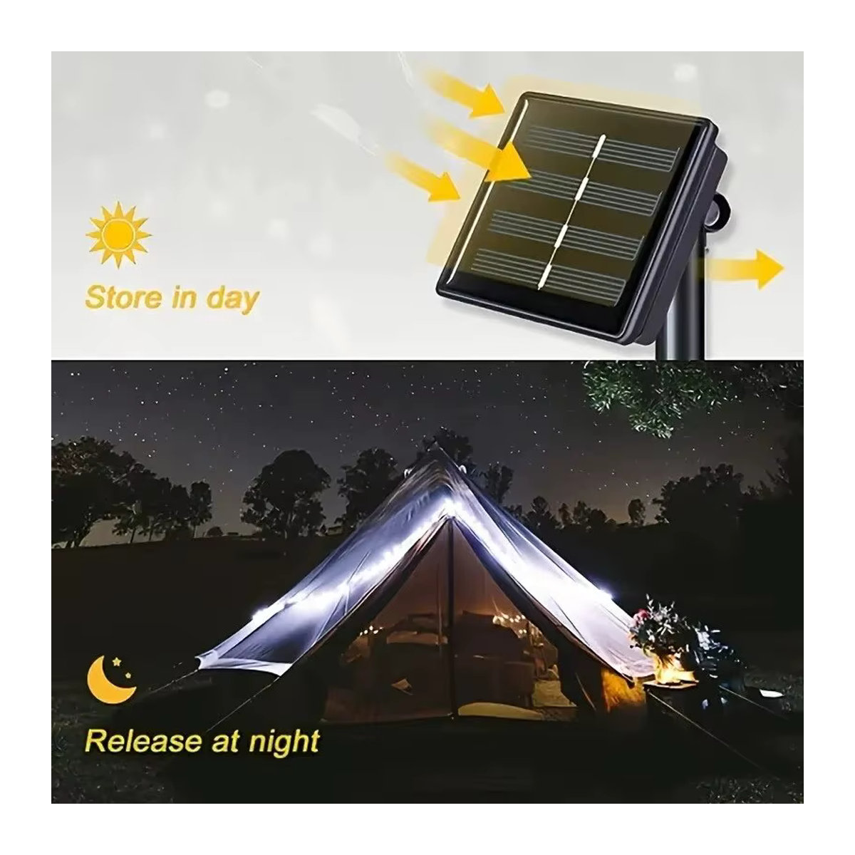 Szaoju Solar-Lichterkette mit LED und Kupferdraht in Weiß für den Außenbereich und Garten - Bild 3