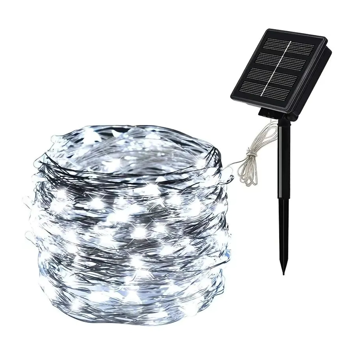 Szaoju Solar-Lichterkette mit LED und Kupferdraht in Weiß für den Außenbereich und Garten - Bild 7