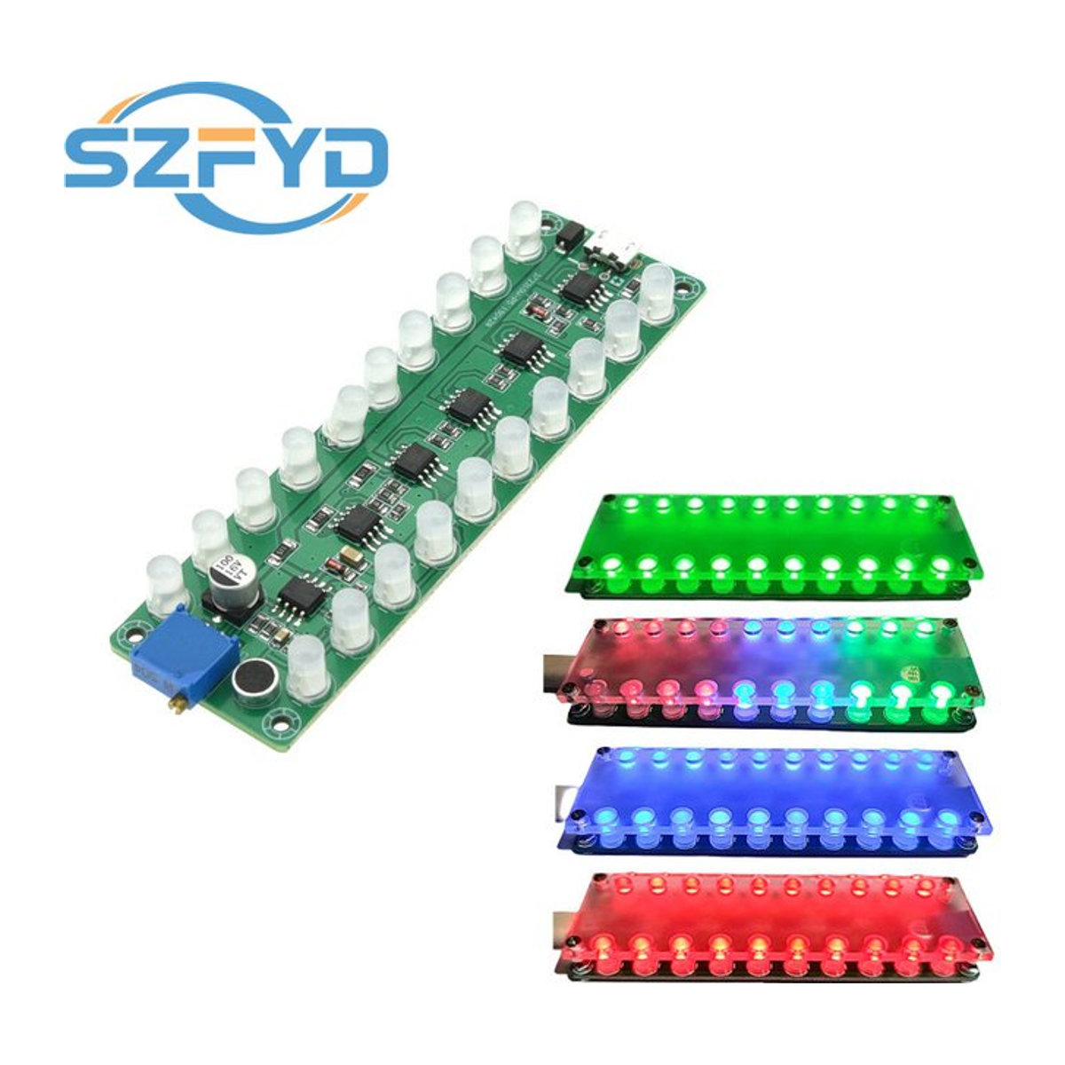 SZFYDOSH Sprachaktivierter Induktionsverstärker Spektrum Audio Level Meter mit LED-Anzeige in Mehrfarbig und Blau - Bild 1