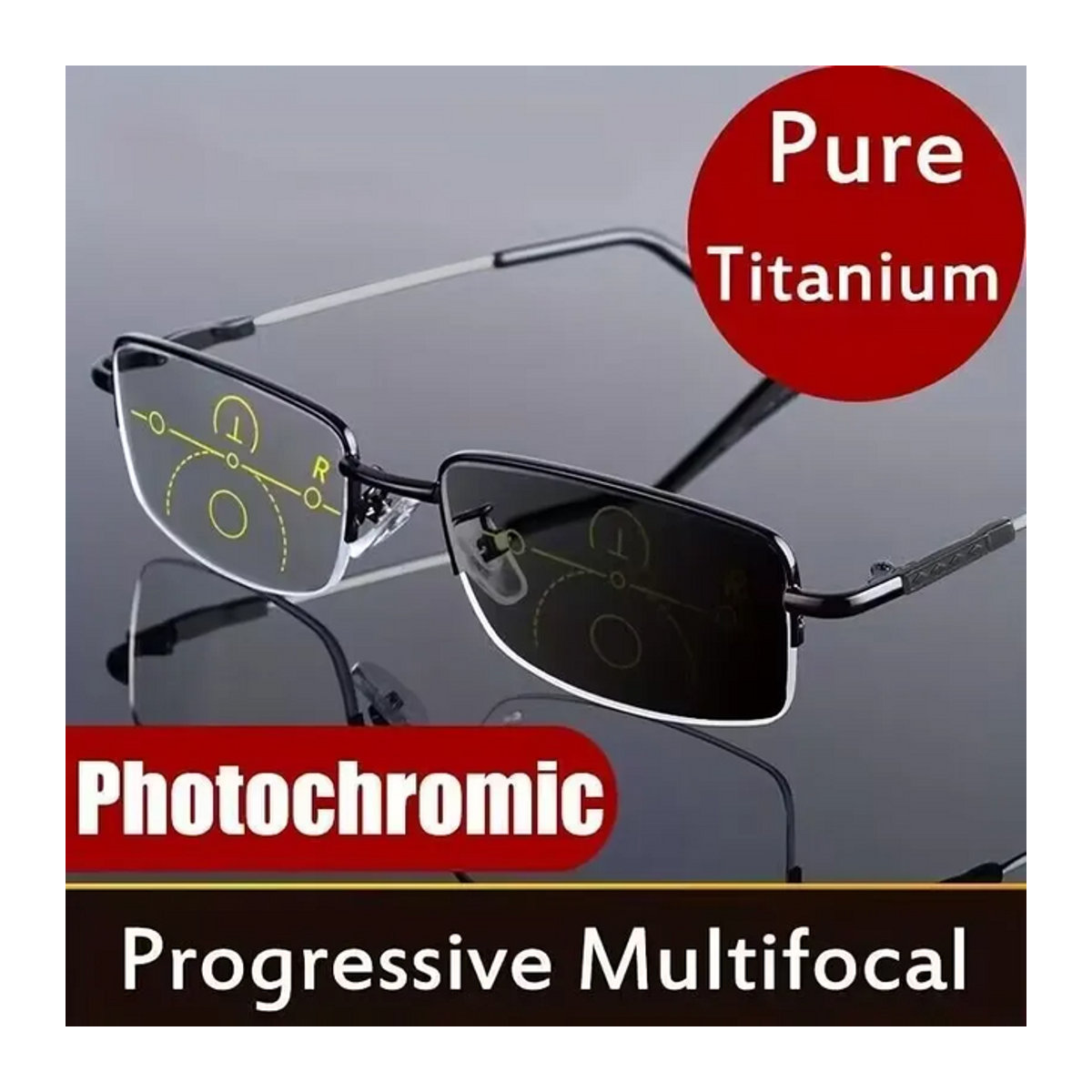 SZTZX Progressive Photochrome Lesebrille aus Titanlegierung mit Anti-Blau-Licht-Gläsern in Schwarz für Damen und Herren - Bild 1
