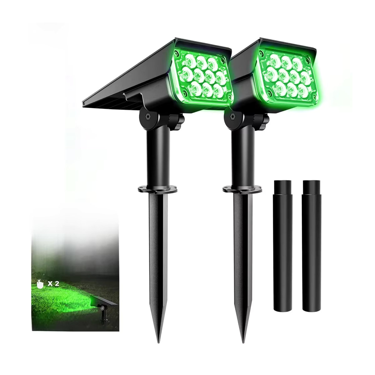 T-SUN Einstellbarer Solar Außenstrahler IP65 Modernes Gartenlicht in Grün oder Schwarz für Hof, Weg und Baum-Dekoration - Bild 7