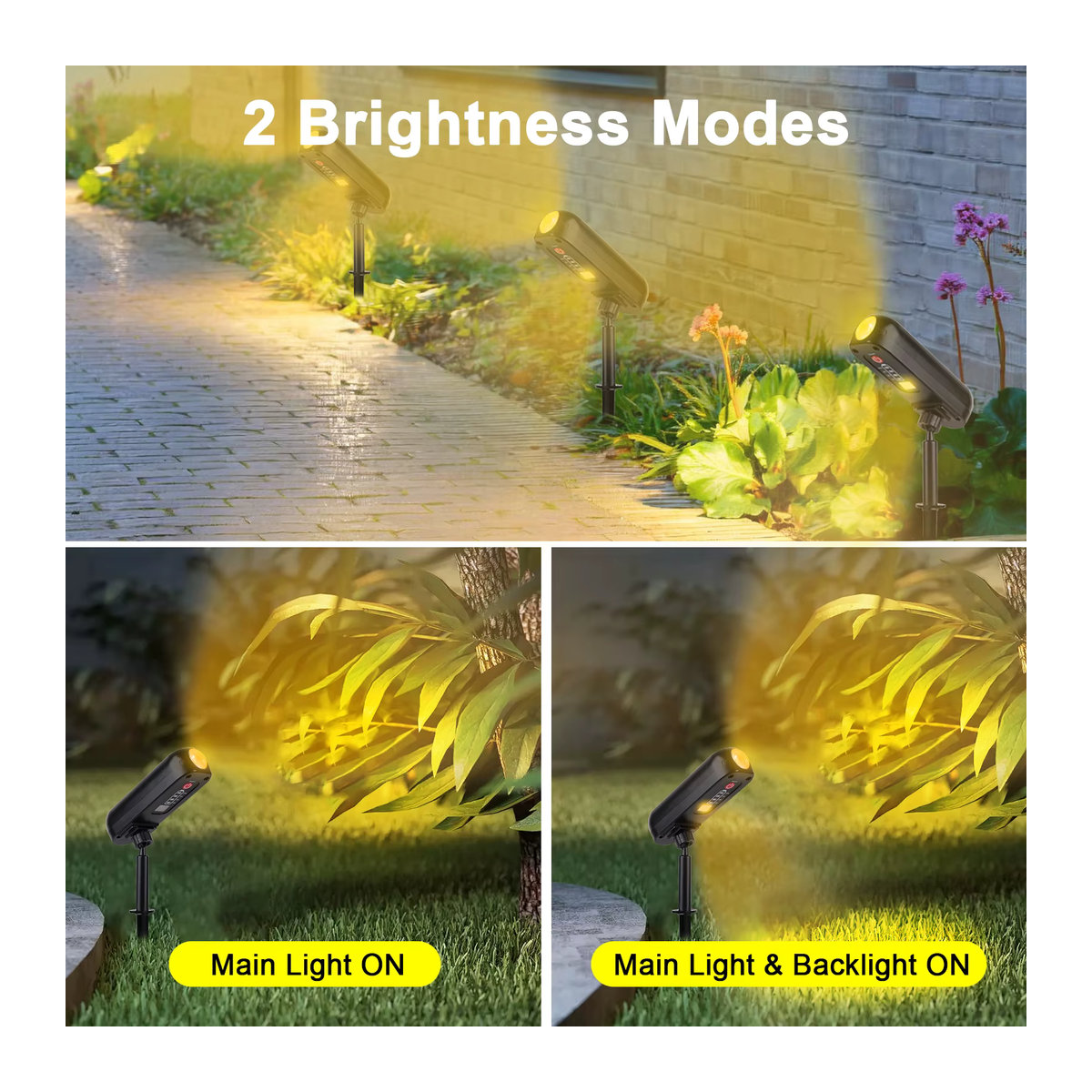 T-SUNRISE 4er Set Solar LED Wandleuchten IP65 Warmweiß Schwarz Modern Outdoor Solar Strahler für Garten und Außenbereich - Bild 5