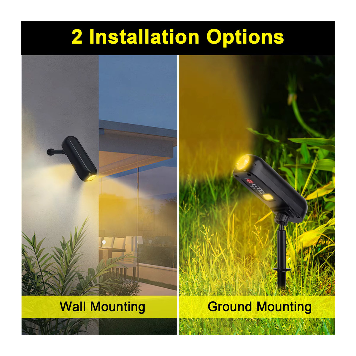 T-SUNRISE 4er Set Solar LED Wandleuchten IP65 Warmweiß Schwarz Modern Outdoor Solar Strahler für Garten und Außenbereich - Bild 6