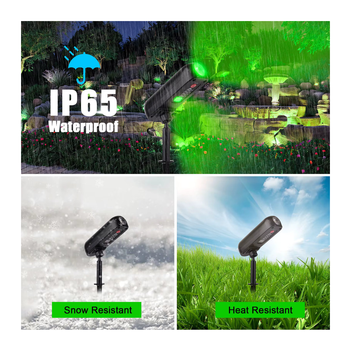 T-SUNRISE 4er Set Solar-LED-Wandleuchten IP65 wasserdicht in Grün und Schwarz für Garten und Außenbereich - Bild 4
