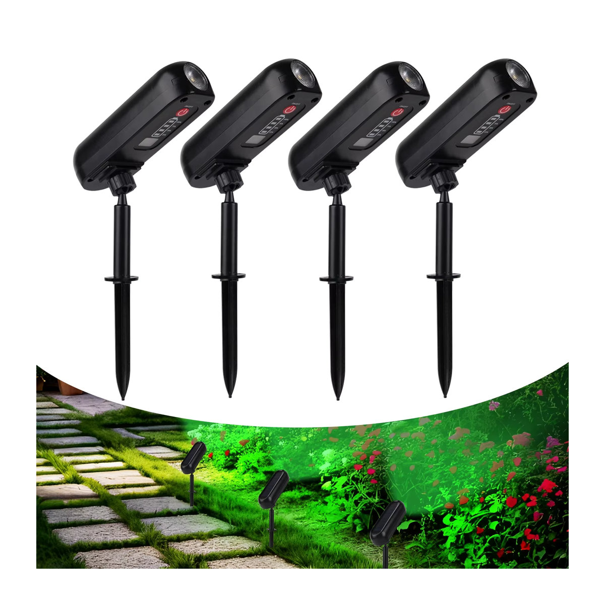 T-SUNRISE 4er Set Solar-LED-Wandleuchten IP65 wasserdicht in Grün und Schwarz für Garten und Außenbereich - Bild 6