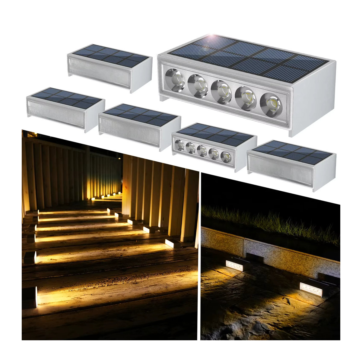 T-SUNRISE 6er Set Solarleuchten LED Schrittlampe für Garten und Terrasse IP67 Wasserdicht Weiß Minimalistisch - Bild 7
