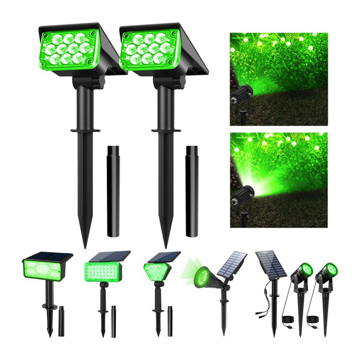 T-SUNRISE Moderne Solarleuchte LED für Garten und Außenbereich IP65 Wasserdicht in Grün und Schwarz - Bild 1