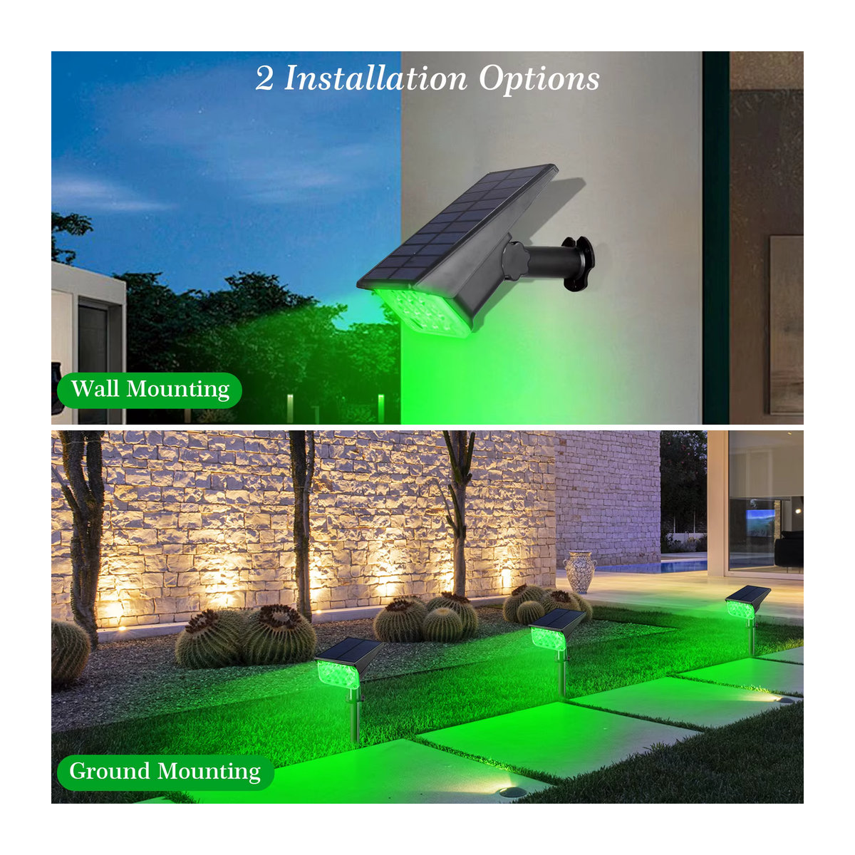 T-SUNRISE Moderne Solarleuchte LED für Garten und Außenbereich IP65 Wasserdicht in Grün und Schwarz - Bild 2