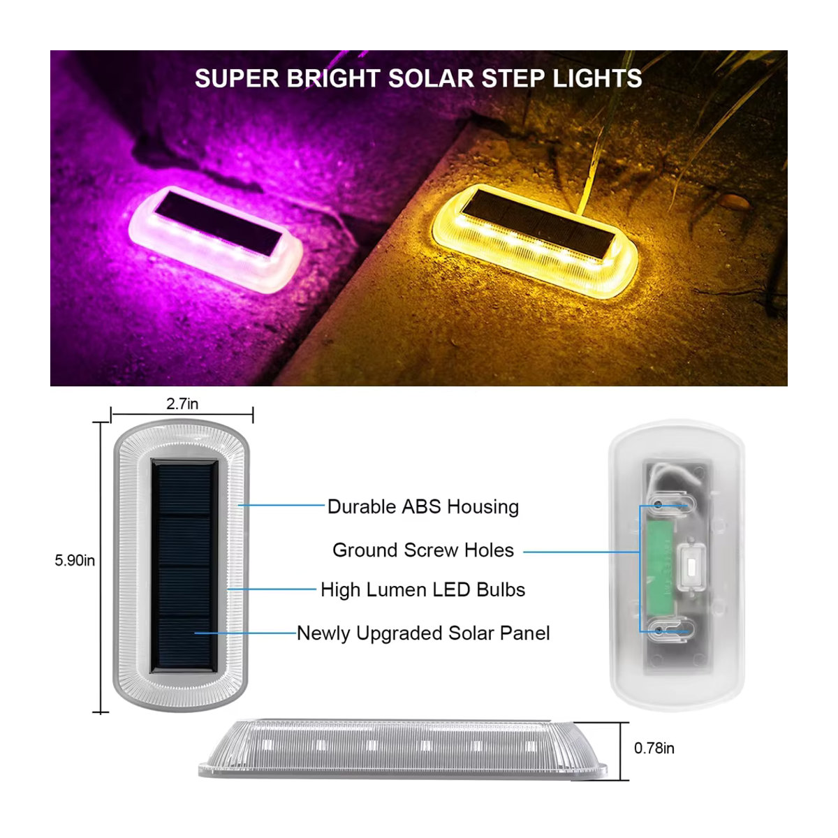 T-SUNRISE RGB Solar Schrittleuchte für Außen mit 8 LED Modi in Bunt - Bild 5