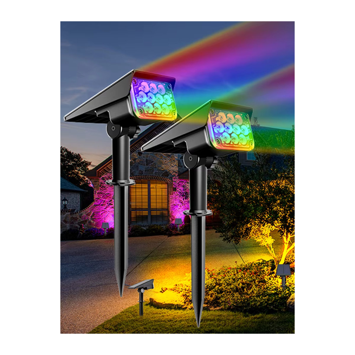 T-SUNRISE RGB-Solarleuchte für den Außenbereich, moderner Landschaftsstrahler in Schwarz, wasserdicht nach IP65 - Bild 7