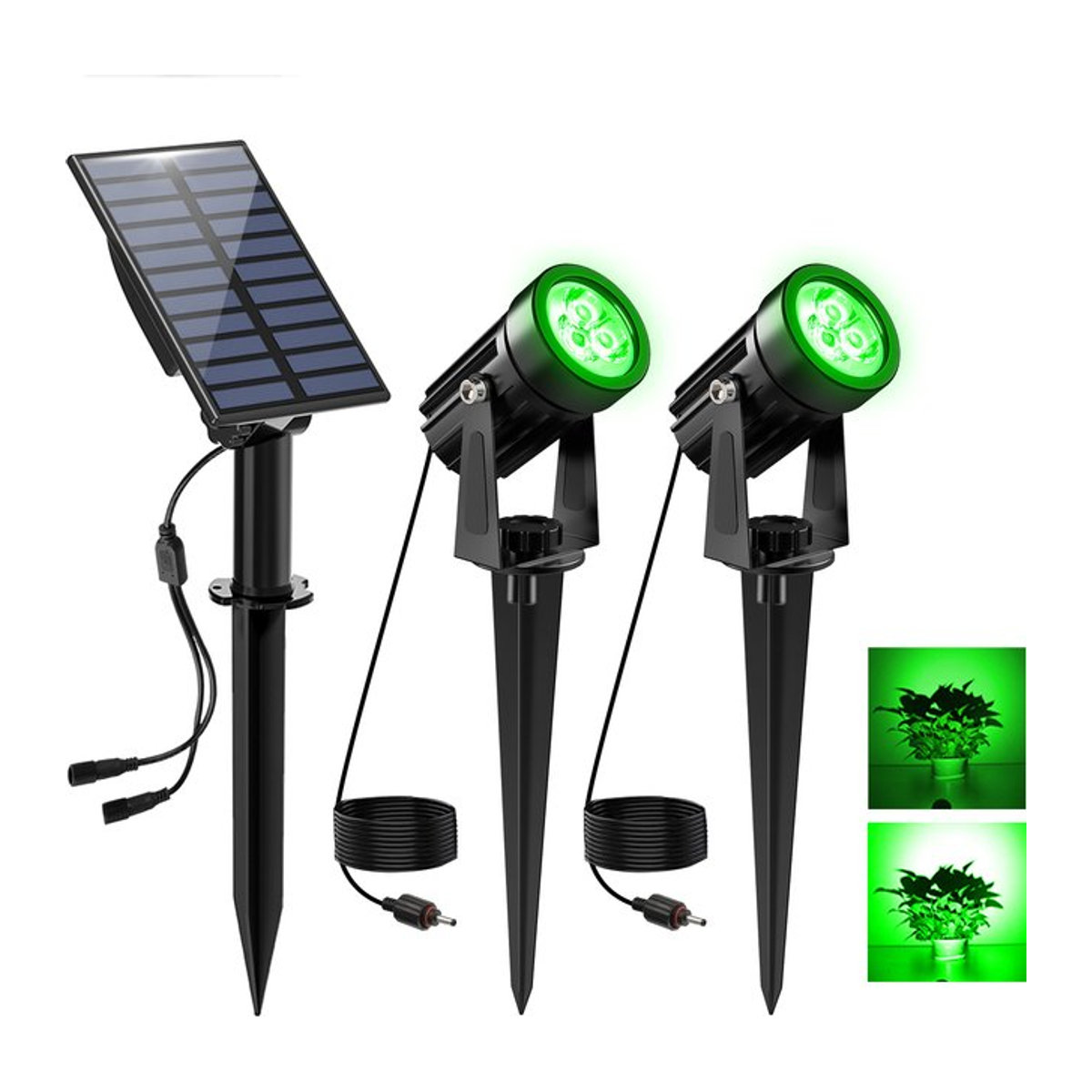 T-SUNRISE Solar-LED-Außenstrahler aus Aluminium in Grün und Schwarz, wasserdichter IP65 Gartenstrahler für den Außenbereich - Bild 1
