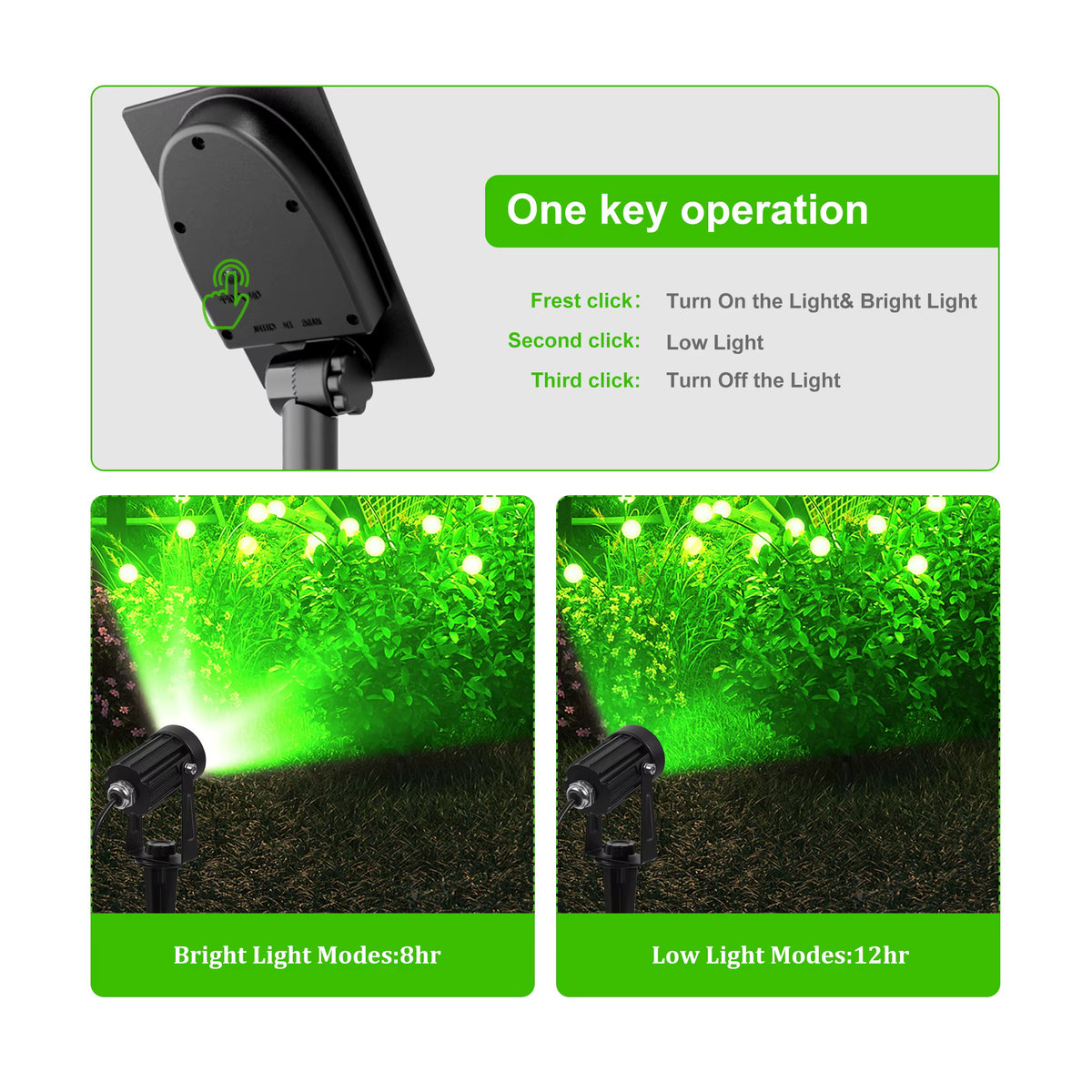 T-SUNRISE Solar-LED-Außenstrahler aus Aluminium in Grün und Schwarz, wasserdichter IP65 Gartenstrahler für den Außenbereich - Bild 3