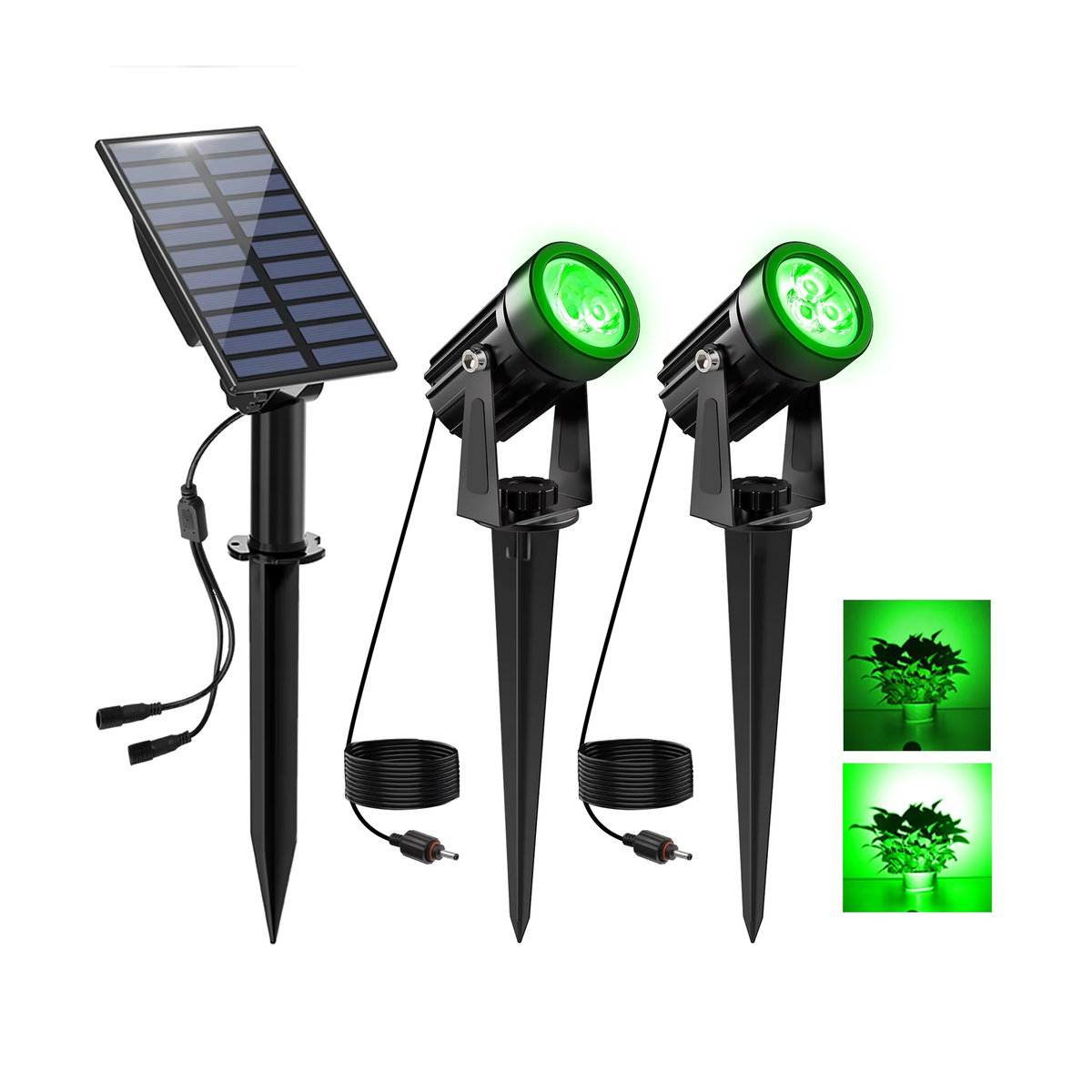 T-SUNRISE Solar-LED-Außenstrahler aus Aluminium in Grün und Schwarz, wasserdichter IP65 Gartenstrahler für den Außenbereich - Bild 7