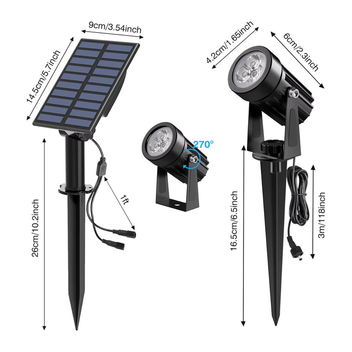 T-SUNRISE Solar-LED-Außenstrahler in Grün und Schwarz, minimalistisches Solar-Gartenlicht mit IP65 Wasserdichtigkeit - Bild 6
