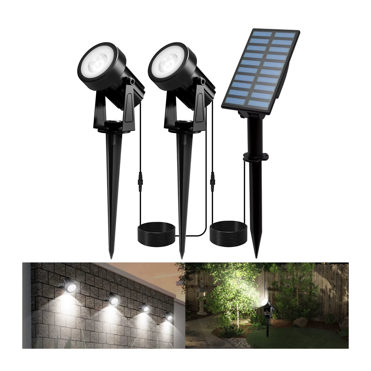 T-SUNRISE Solar LED Wandleuchte Outdoor IP65 Wasserdicht Modern Schwarz 3000K/6000K - Bild 7